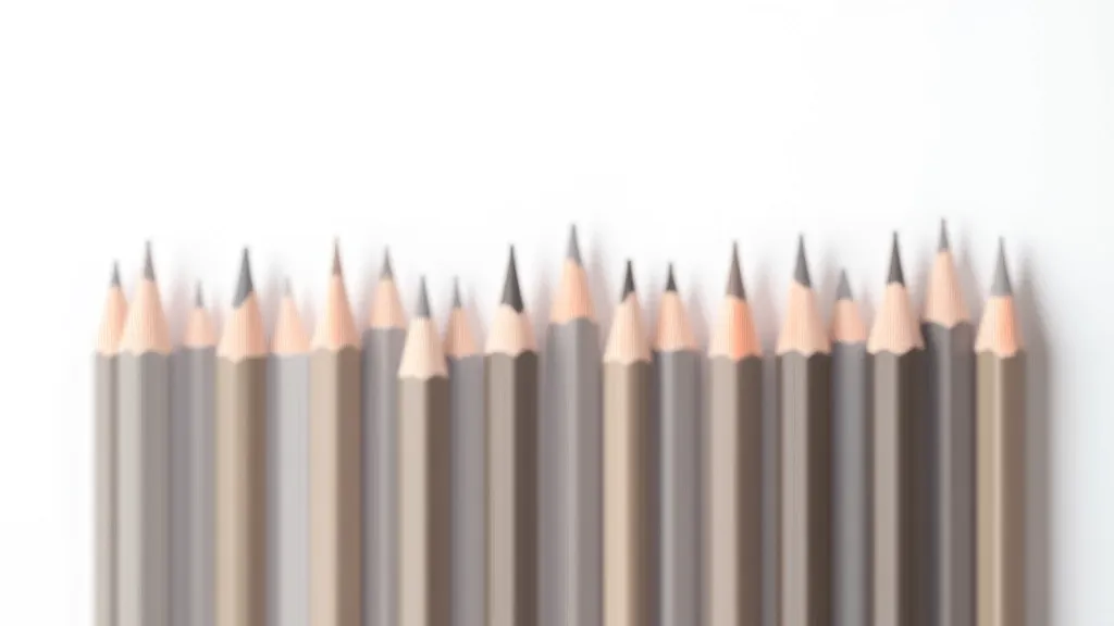 Variety of pencil types and grades displayed in a row, showing different hardness levels from hard to soft graphite pencils